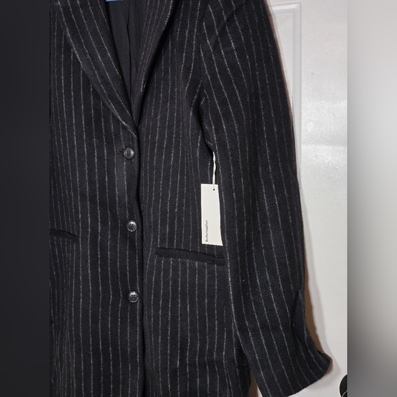 Reformation Wayne Coat Pinstripe Heavyweight Long Large - Picture 5 of 8